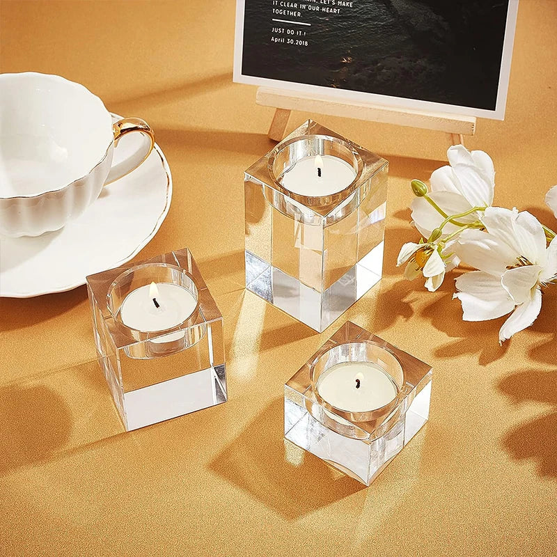 Crystal Glass Candle Holder for   Creative Dining, Home Wedding,   Table Decorations, Party, Desktop, Modern Romantic Candle