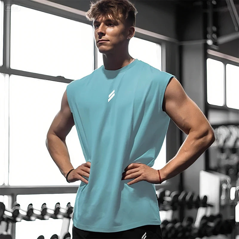 NEW Summer Fitness Sports Tank Top  for Men.  Breathable,  Loose Mesh Training,  Sleeveless T-shirt.   Quick Drying vest mens  Fitness Clothing