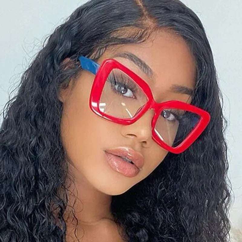 New Large-Frame Polygonal Irregular Flat-Frame Glasses.   Fashion Women's Butterfly Frame.  Glasses with   Anti-Blue Light.