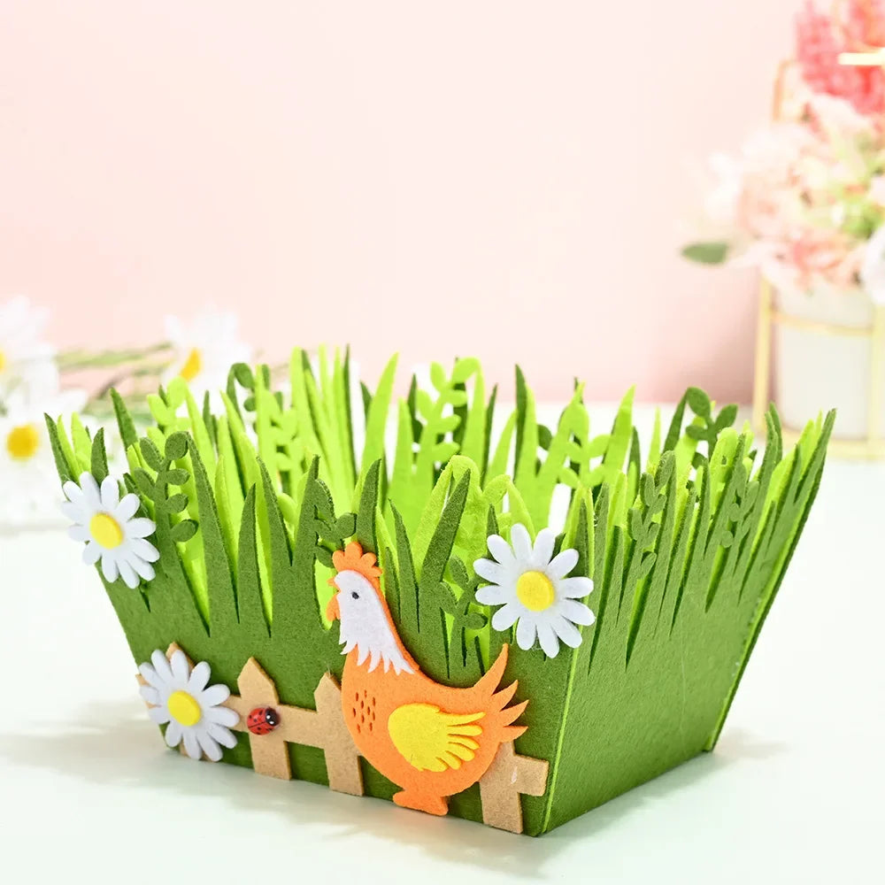 2025 Non-woven Fabric Easter Basket,  Kids Color Eggs Bucket, Welcome Spring Insect Butterfly Party, Happy Easter