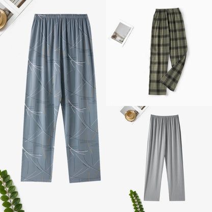 Long Pajama Pants  and Men's Spring, Summer and Autumn Loose wearable plaid prints, some solids.