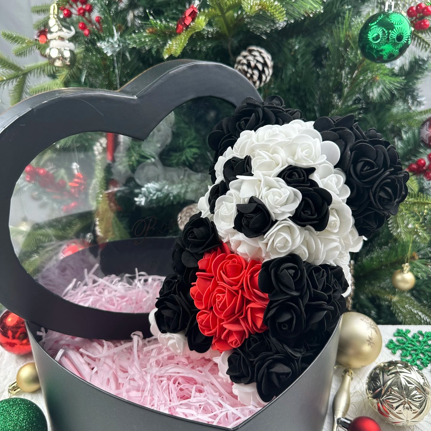 25cm Artificial Teddy Rose Flower Bear with Box.   Romantic Valentines Day Gift for Girlfriend,  Teen , Women Anniversary or Wedding Party
