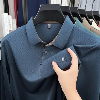 Business Casual, Short Sleeve Polo Shirt,  Solid Colors with Badge. Fashionable, Comfortable, Versatile Business Top