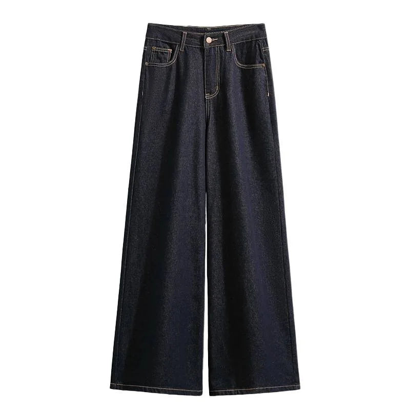 Loose, Wide Leg American Style Denim Jeans  for Womens/Girls High Waist,  Straight Leg Pants.   Comfortable,  Casual Spring Fashion PLUSE Sizes