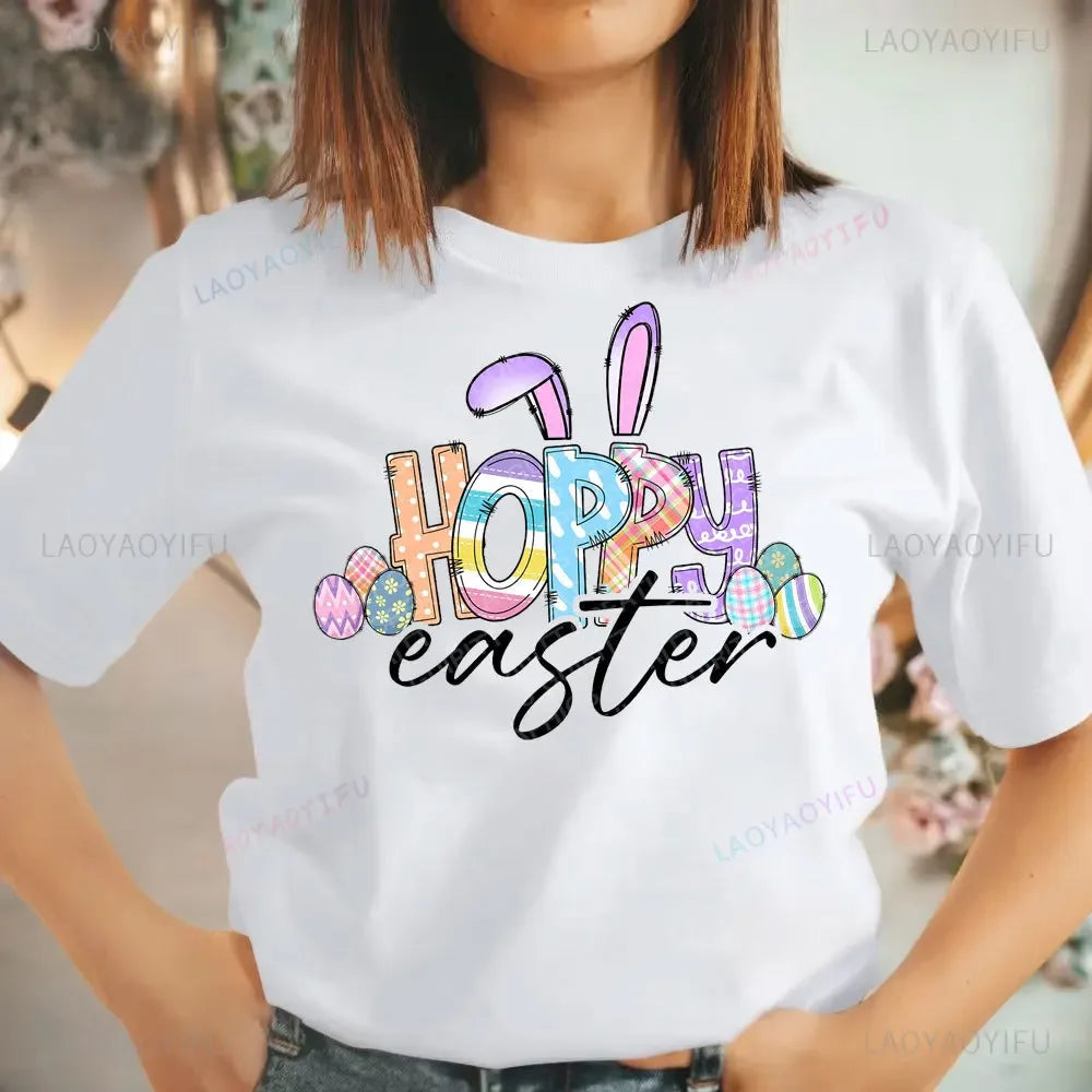 Bunny with Sunglass Unisex Retro Aesthetic T-shirt Funny. Happy Easter Bunny,  Cotton Tshirt, Ears  and Cute Rabbit