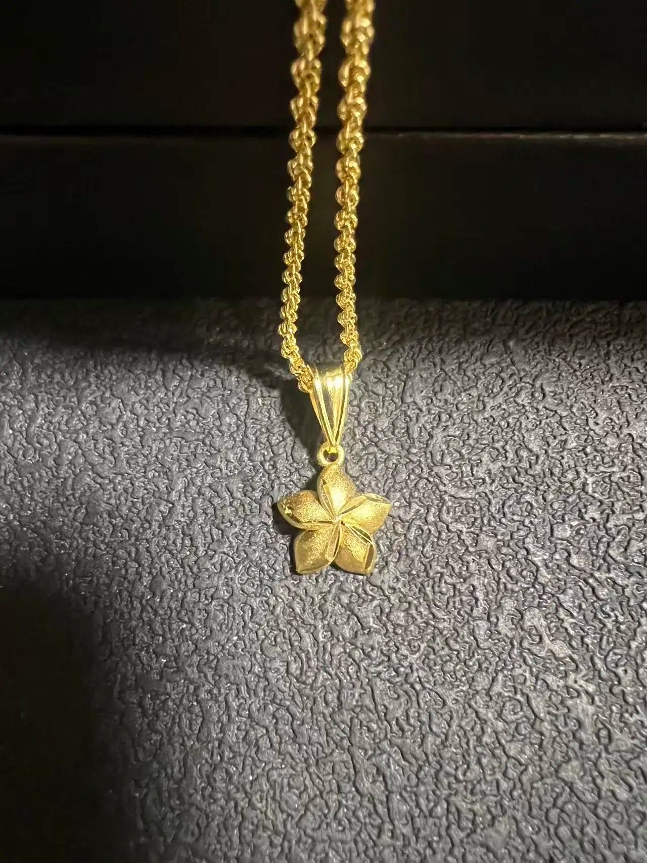 18K Gold Filled Rope Chain Necklace Nugget Heart Pendant