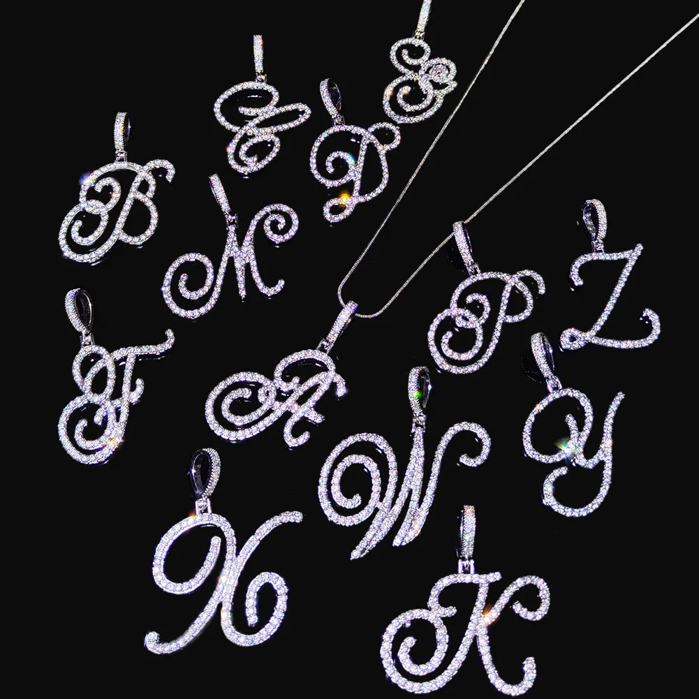 New A-Z Cursive Initial Letter Name Pendant Necklace For Women.  Great MOTHERS DAY  Gift!!! Simple Rope Chain Letter Necklace.