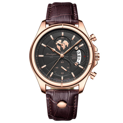 Luxury Mens  Wristwatch,  Chronograph Date,  Waterproof,  Leather.  Mens  Watch,  Quartz, Men's Watches