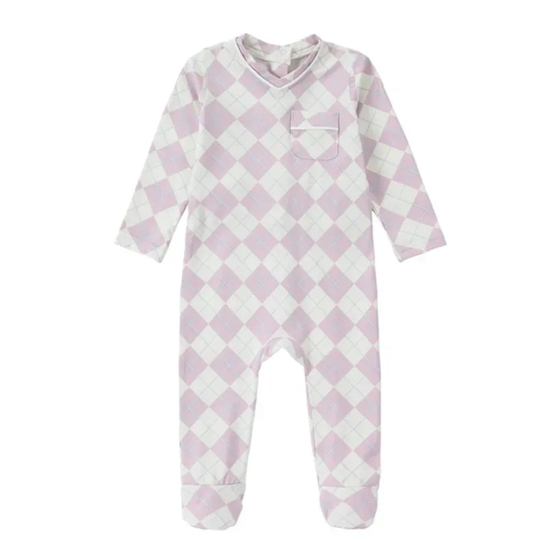 spring summer argyle plaid, soft dress set with  footie P. J's,  Familyfamily matching clothing