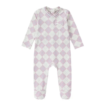 spring summer argyle plaid, soft dress set with  footie P. J's,  Familyfamily matching clothing