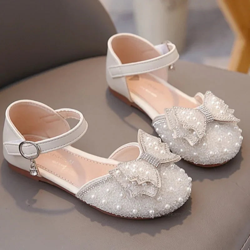 Spring and Summer Girls' Princess Shoes,  Sandals,  Flat  Kids Dresses Shoes with Pearl  for Kids and Teens