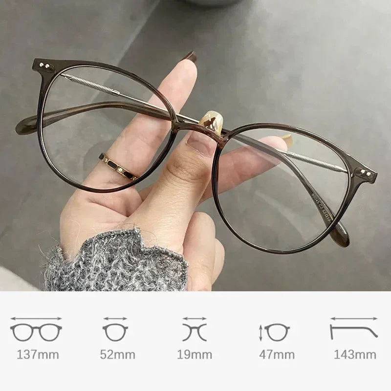Lady Trendy Finished Myopia Glasses  for Women/Men.   Round Frame Blue Light Blocking Eyewear,Unisex, Retro,  Minus Diopter Eyeglasses.  NO PINK Left,  Make syre you Check availability.  Lots of choices but a lot already gone