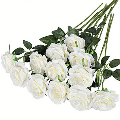 12pcs Realistic Artificial Rose Bouquet for Valentines Day, Weddings, Birthdays, and More  for Floral Arrangements