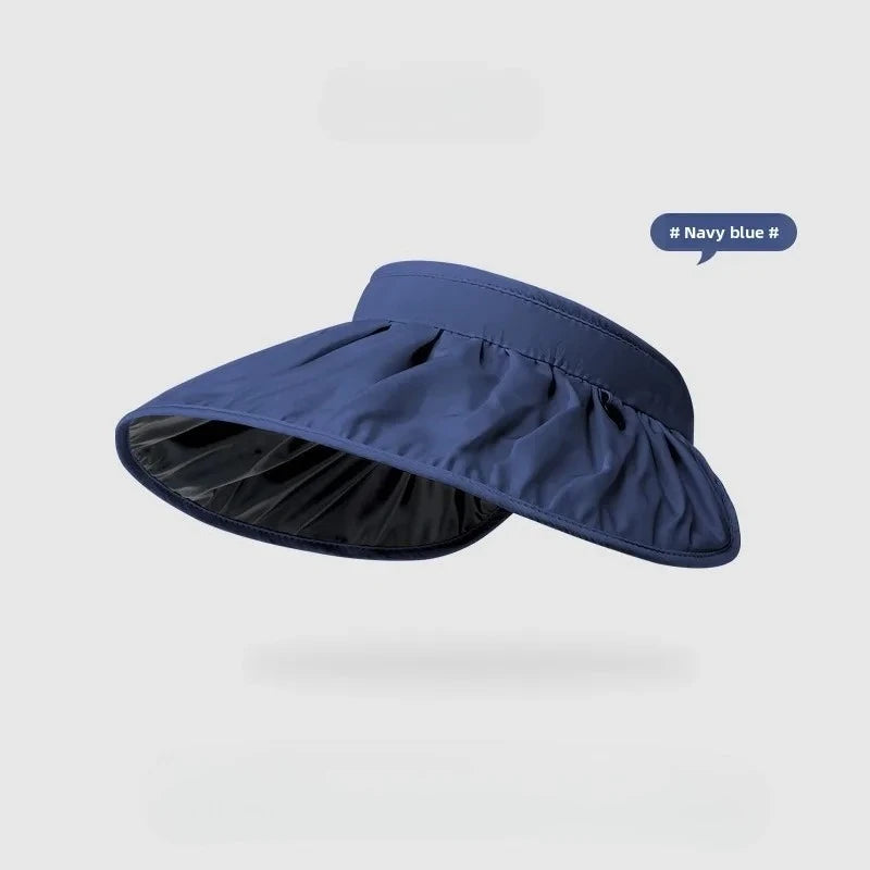 UPF50+ Sun Visor Hat Dual-Use Full Face Sun Protection Foldable Headband for Beach Hiking Outdoor Summer Hats for Women.  Blue and Pink are available.