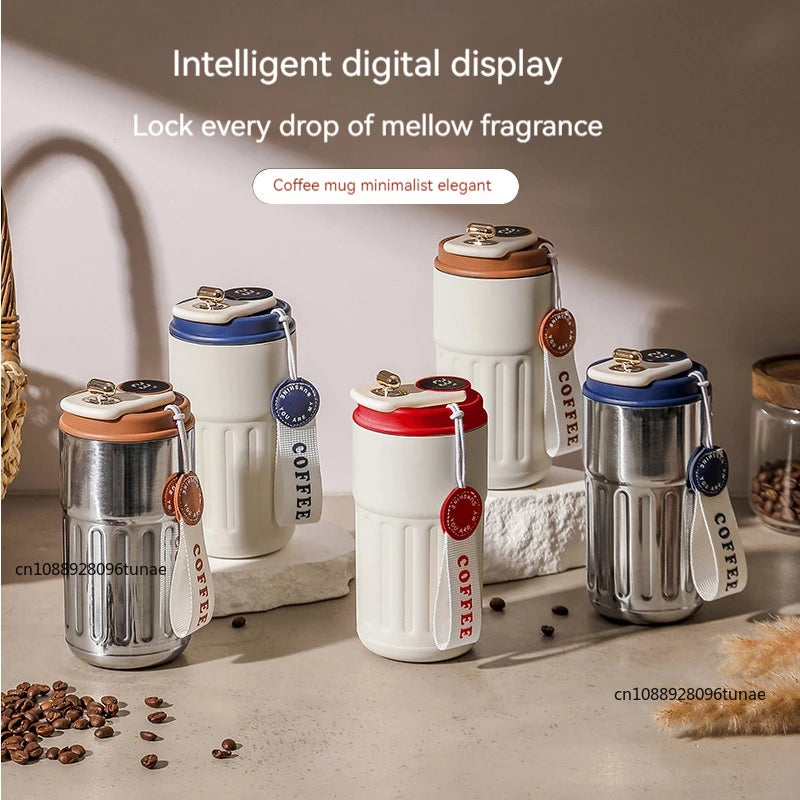 Intelligent Digital LED Temperature Display Coffee Cup.   Stainless Steel Thermo Bottle Keeps Cold and Hot, Thermal Mug Sports Cup