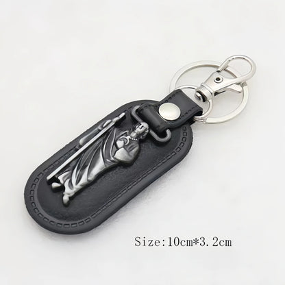 1pc Metal PU Leather St. Jude Pendant Keyring Keychain Religious Ornament