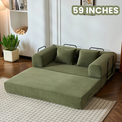 79'' Boneless Couch Foldable Convertible Futon Sleeper Sofa Bed,  Floor Lounge with L-Shaped Armrests for Living Room Sofas