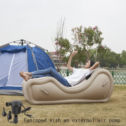 Fully Automatic Outdoor  or Indoor Portable Inflatable Lazy Sofa, PVC Air Cushion, Simple Lounge Chair, 170x63x68cm