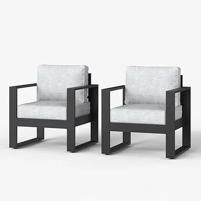 Outdoor Patio,  Aluminum Chair, Modern Armchair Set of 2 with Washable Thick Cushions