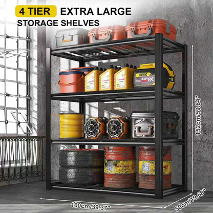 Sturdy 4-Shelf Garage Storage Unit, Supports Up to 2240 Pounds - Dimensions: 40" Wide X 19.5" Deep X 59.5" High