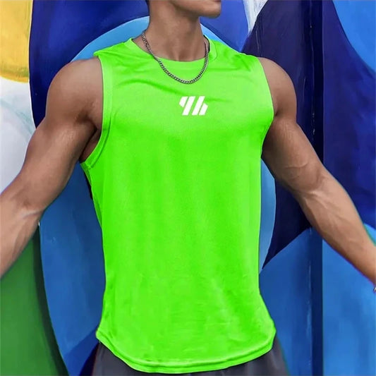 Summer Gym sleeveless T-shirt,  High Quality mesh Shirt, Mens  Tank Tops,  running,  fitness Sports