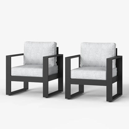 Outdoor Patio,  Aluminum Chair, Modern Armchair Set of 2 with Washable Thick Cushions