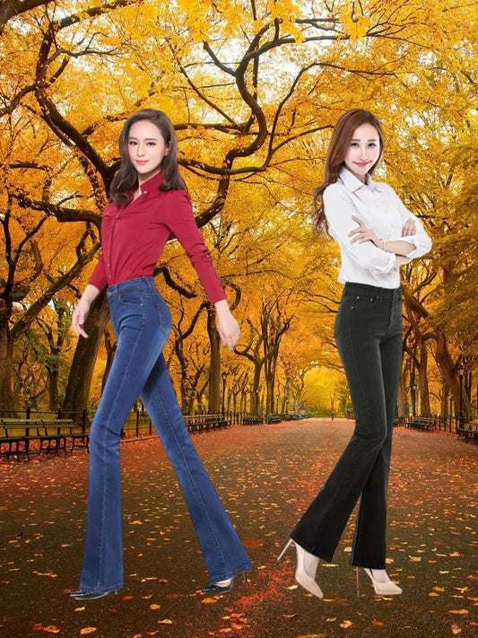 Women's Spring and Autumn Mid Waist Jeans. Large Size Fashion,  Slimming, Casual Pants in SIZES 0XL through  9XL.  Please refer to Sizing Chart