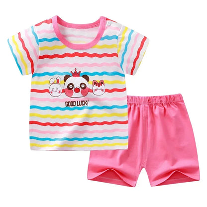 2-6 Years Baby Girls/Boys Summer Set with Short-sleeved Tees,  Cotton shorts in contrasting fabric and pattern and many, many styles to choose from.  Cant have JUST ONE!
