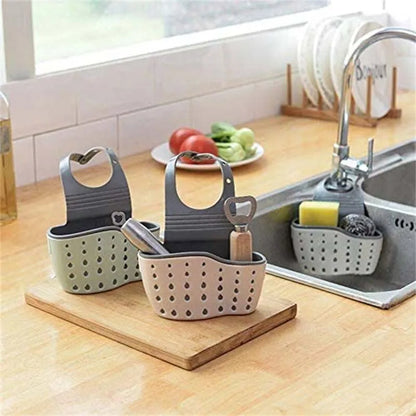 Sink Draining Hanging Basket Adjustable Kitchen Accessories Rubber Sink Bag Soap Sponge Shelf Faucet Holder for Bathroom