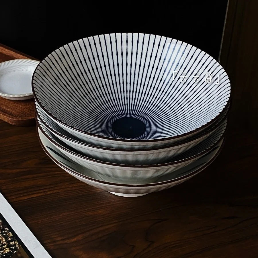 Large Size Hand-Painted Japanese Bowl for Soup,  Ramen, Etc.