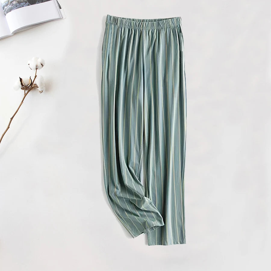 Men's Stylish Summer Pajama Pants, Thin, Loose, Breathable,  Air-Conditioned Pants with Elastic Waist
