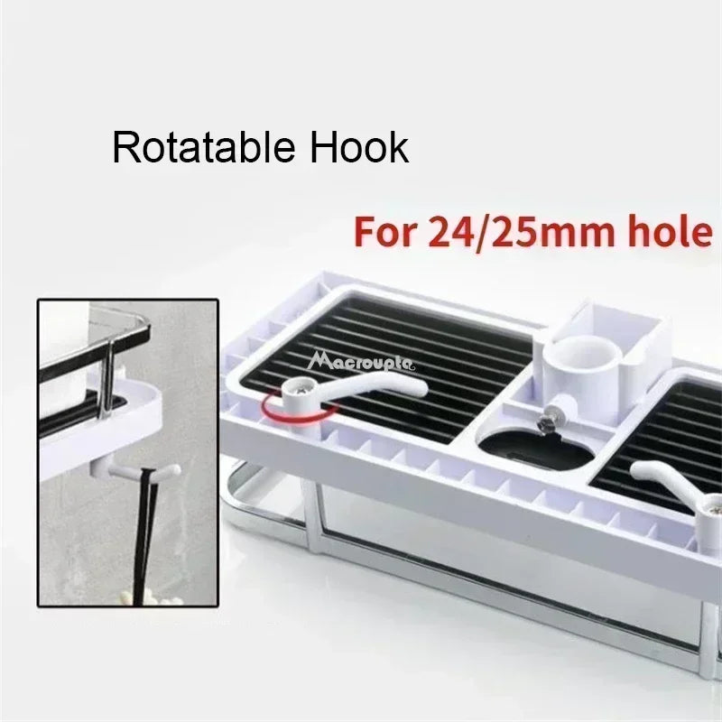 Bathroom Shower Storage Rack Organizer,  No Drilling Li-fting Rod Shower Head Holder.