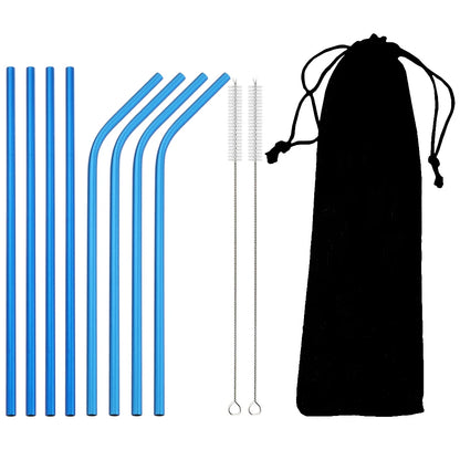 Colorful Reusable Drinking Straws,  304 Stainless Steel with Brush Bar Cocktail Straw for Glasses Drinkware