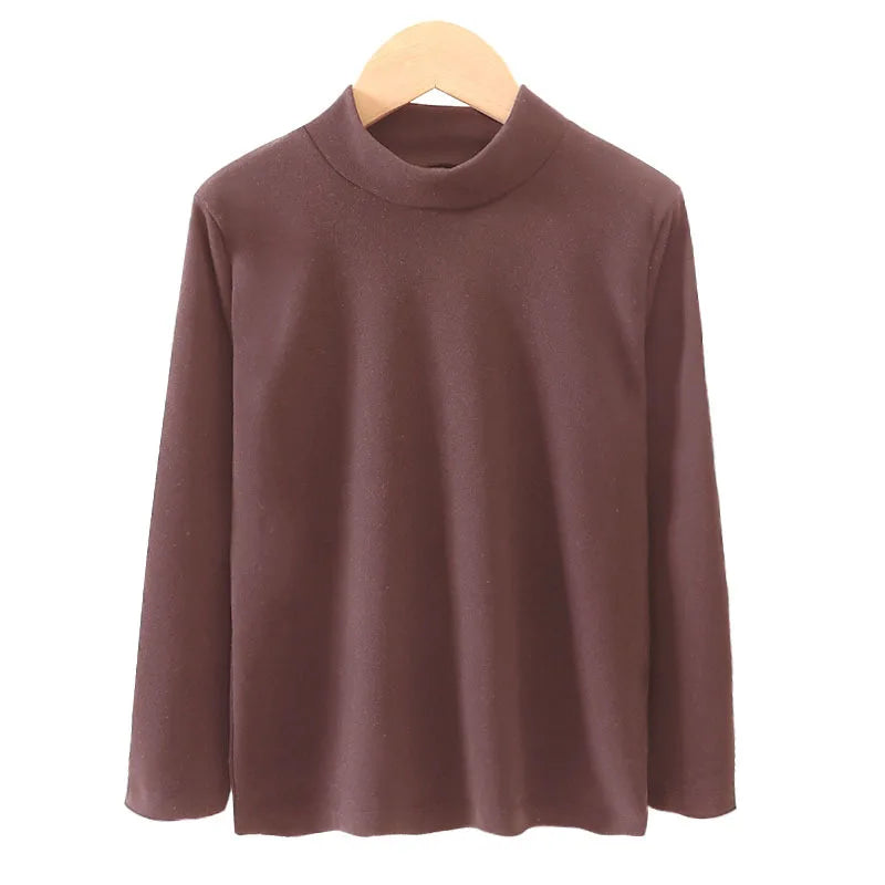 Children's Clothing,  Boys / Girls Winter Thermal T-shirts, Turtleneck,  Solid,  Long Sleeve,  Soft Warm Fleece,