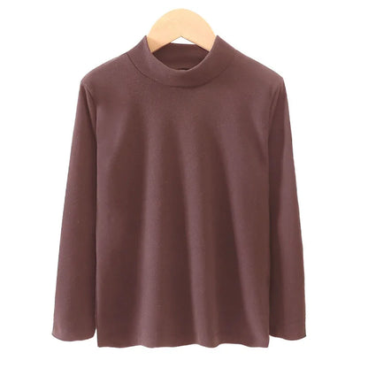 Children's Clothing,  Boys / Girls Winter Thermal T-shirts, Turtleneck,  Solid,  Long Sleeve,  Soft Warm Fleece,