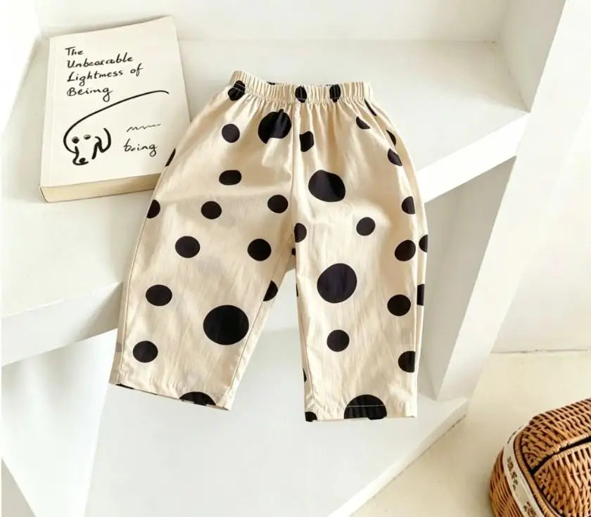 All Over Print Wide Leg Pants for  Kids, 4-6 Yrs.   Soft Cotton Casual Trousers For Toddler Boys And Girls Summer / Autumn Clothing