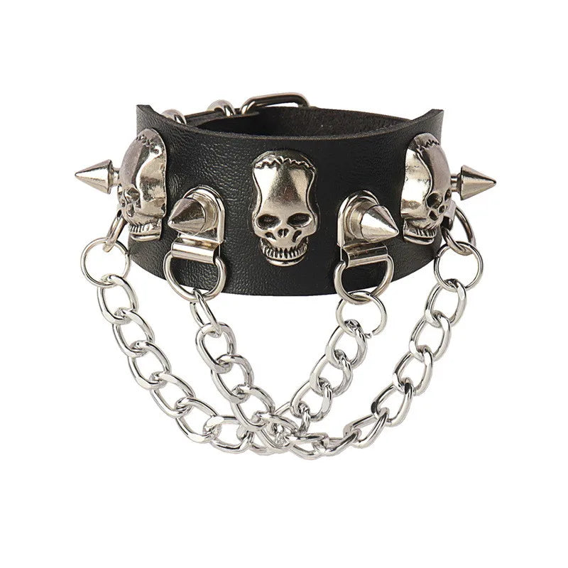 PU Leather Bracelets, Adjustable Cuff Bracelet/ Rivets/Buckle Wristband for Men /Women