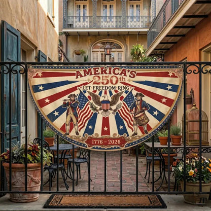 USA 250th Anniversary Fan-shaped Flag 1776 - 2026 Retro Patriotic Decor 4th of  July, Memorial Day, Veterans Day Independence Day Outdoor /Banner