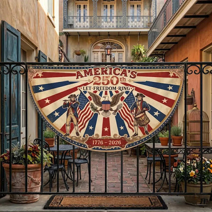 USA 250th Anniversary Fan-shaped Flag 1776 - 2026 Retro Patriotic Decor 4th of  July, Memorial Day, Veterans Day Independence Day Outdoor /Banner