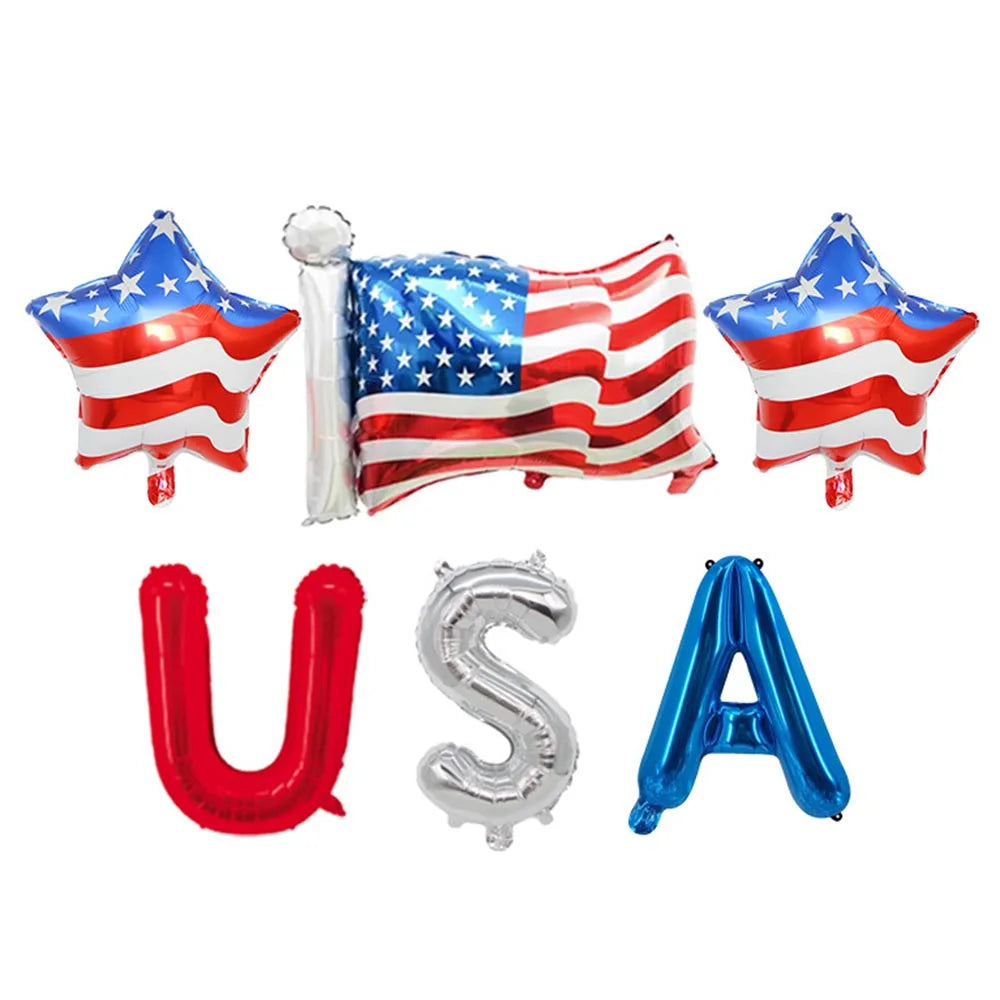 American Flag Balloons Set,  Patriotic Days Foil Balloons For USA Theme Party Decoration, Patriotic Balloons