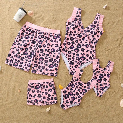Dinosaurs Swimwear,  Matching  Family Swimwear with V-Neck Mother /Daughter Swimsuits Mommy and Me Dresses Clothes Father /Son Swim Shorts