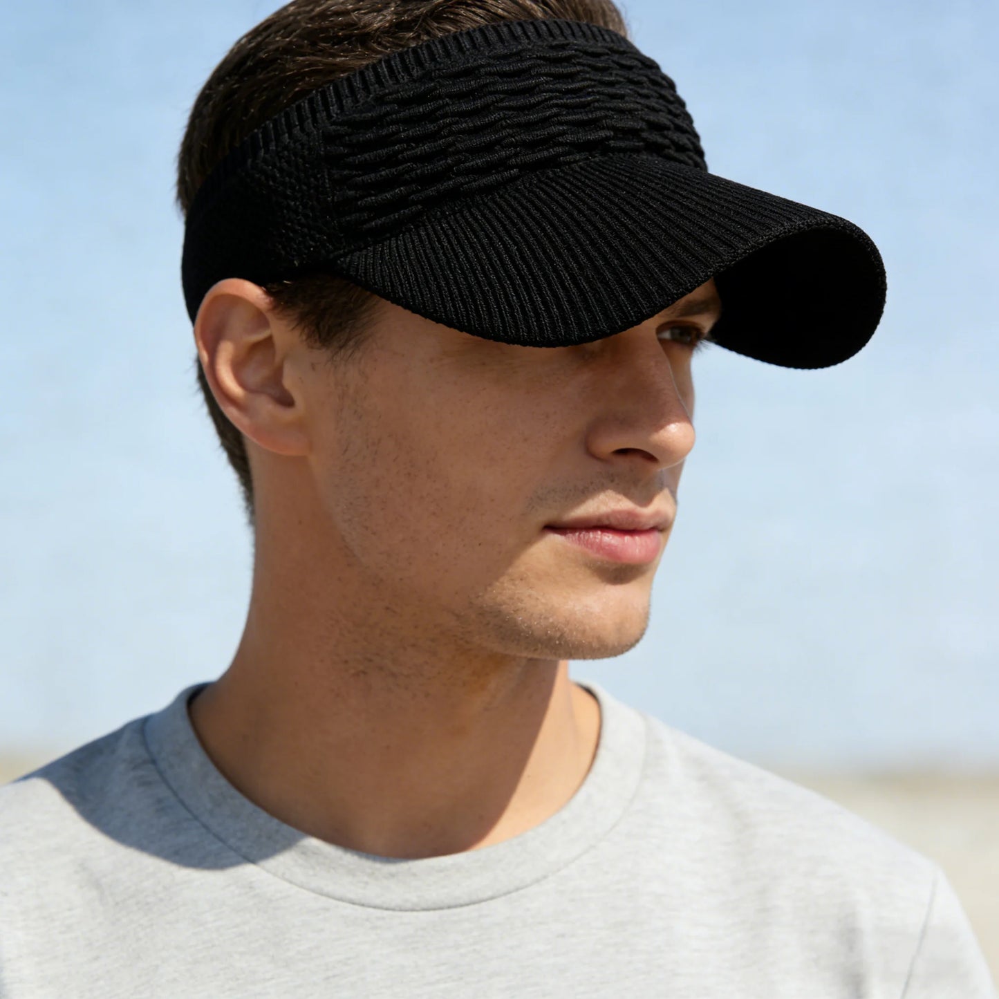 1pc Fashion Folds Design,  Solid Colors,  Large Brim Sunscreen Hat,  Outdoor,  Elastic Fabric,  Sports Sun Cap, Knitted , Empty Top Sun Hat