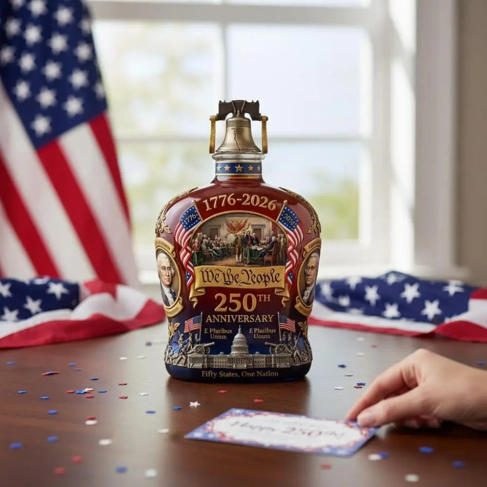 High Quality 250TH Anniversary Whisky Bottle,  Exquisite Embossed Craftsmanship Decoration.  Patriotic Whiskey Decanter.  One or Two Pieces.