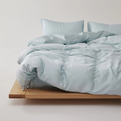 Simple 100% Lyocell Bedding Set,  Solid Colors,  Soft,  Skin-friendly Queen Duvet Cover Set with Sheets  of Natural Plant Fibre on Duvet Cover