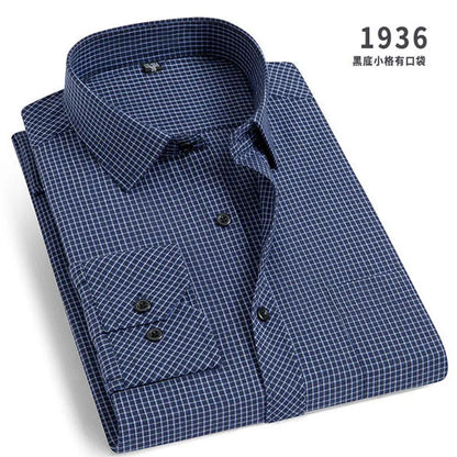 Spring  Men's Stripes and solids,  long-sleeved Shirt,  Non-ironing,  Anti-wrinkle,  Comfortable,  Breathable,  Business Casual Fashion Slim Fit
