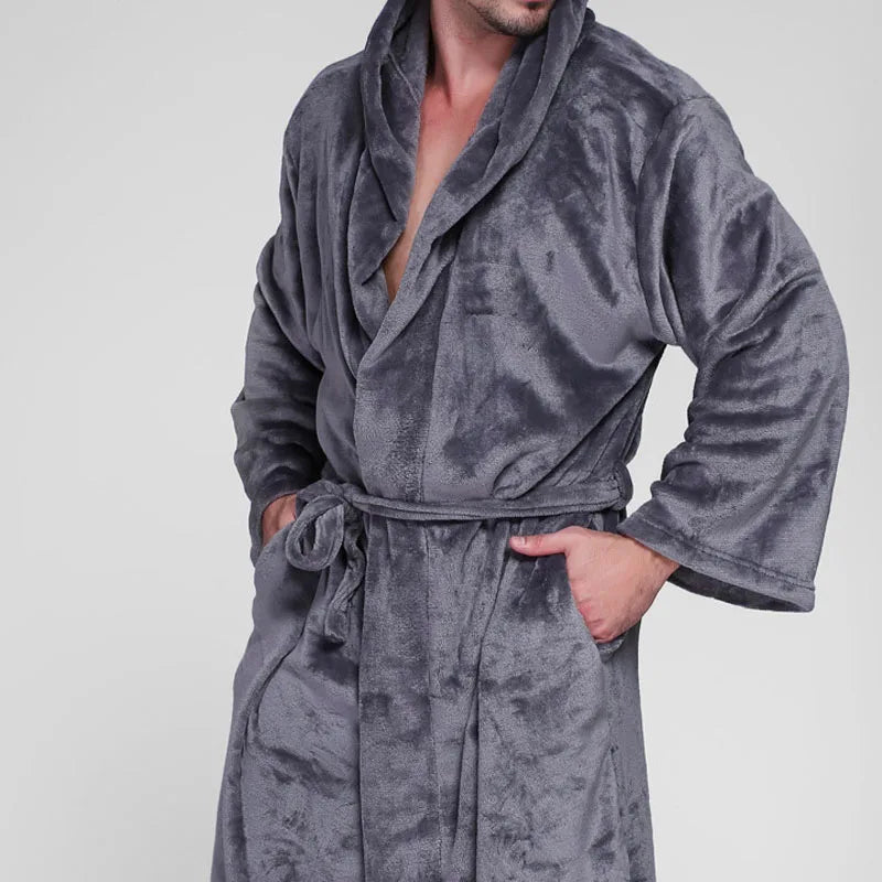 Autumn Winter Men Bathrobe 12XL 8XL 10XL 4XL Bust 150cm Warm Plus Size Sleepwear Pajama