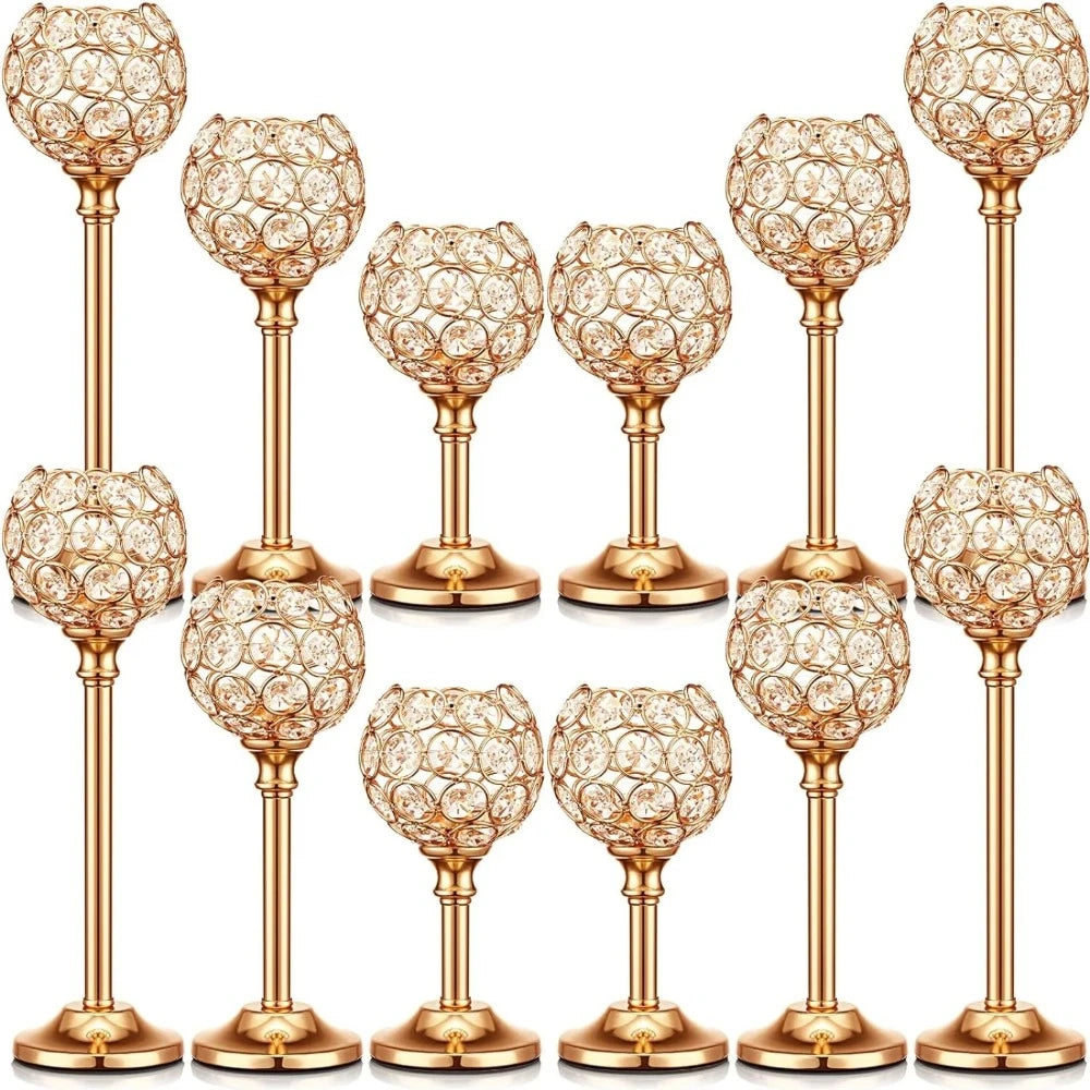 1Pcs Modern Crystal Tealight,  Metal Candle Holders,  Wedding Party, Church Deco,  Dinning Table Centerpieces Candlestick Decoration