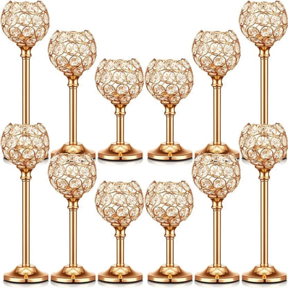1Pcs Modern Crystal Tealight,  Metal Candle Holders,  Wedding Party, Church Deco,  Dinning Table Centerpieces Candlestick Decoration