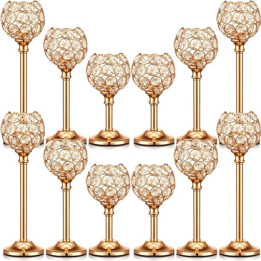 1Pcs Modern Crystal Tealight,  Metal Candle Holders,  Wedding Party, Church Deco,  Dinning Table Centerpieces Candlestick Decoration