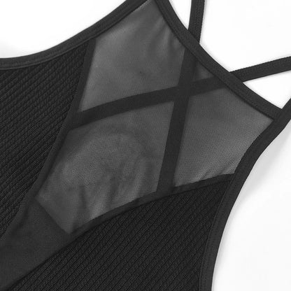 1 pcs Sexy Mesh Camisole Crop Top,  Corset, Ribbed , Backless Underwear,  Womens  Casual Brassiere Tank Top, Bralette Lingerie.  BLACK is the only Color Left..    The MEDIUM has the  Most Stock, then SMALL, and LARGE has the